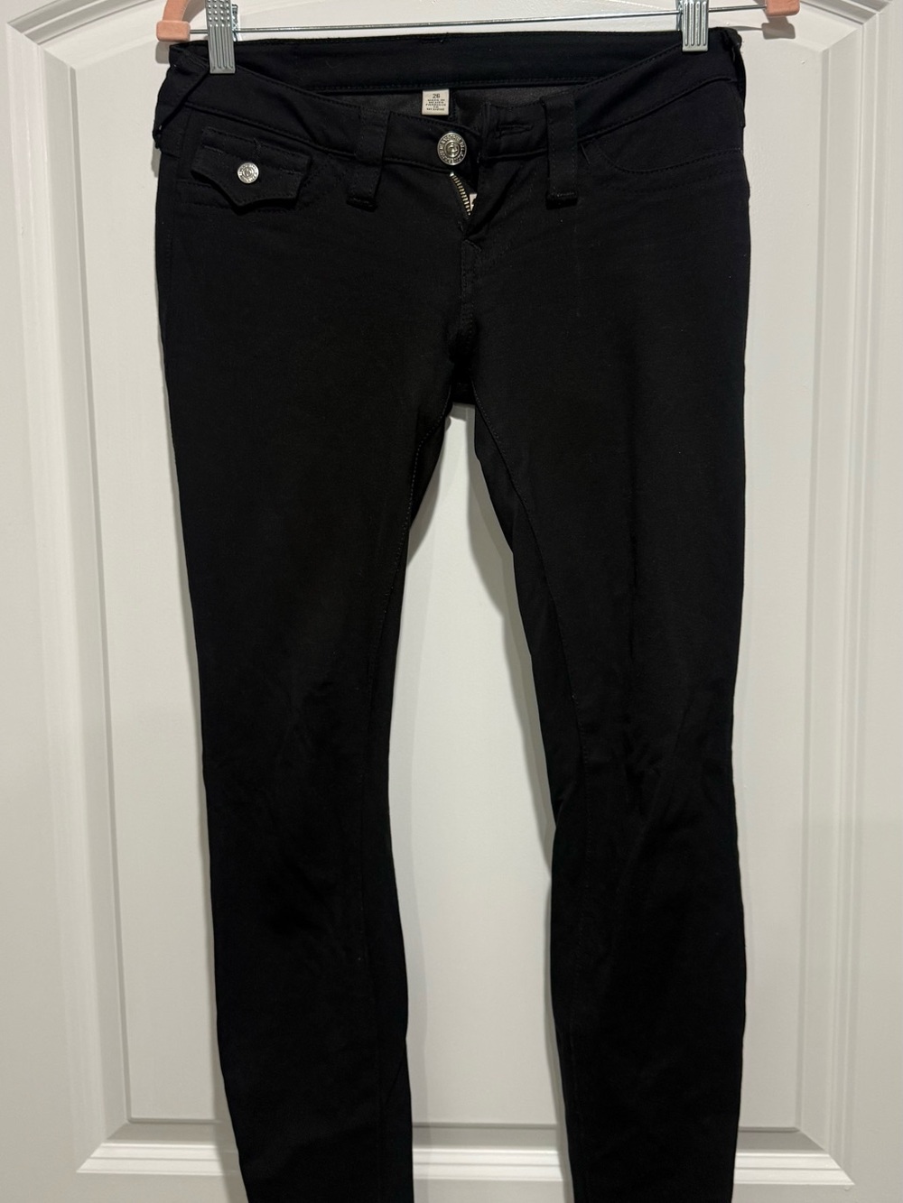 True Religion Black Skinny Jeans Flap Horseshoe Pockets